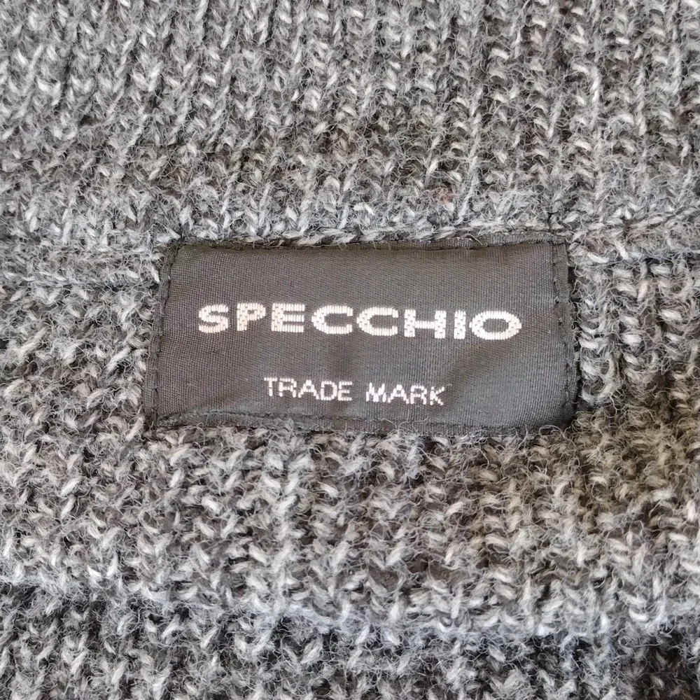 Vintage 90s Specchio Italian Acrylic Winter Black Charcoal Zip-Up Men's Sweater
